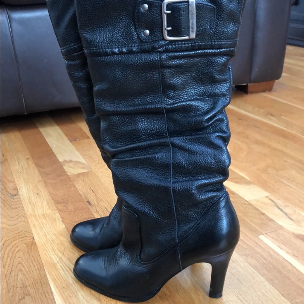 Black Leather Slouch Boots